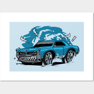 BLUE MUSCLE CAR Posters and Art